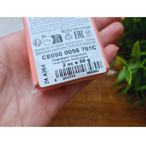 Cernit Number One, orange margose, Nr. 761, 56g (2oz), oven-hardening polymer clay