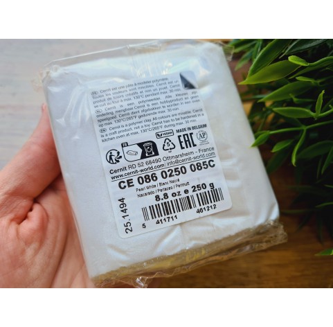 Cernit Pearl, pearl white, Nr.085, 250 g (8.82oz), BIG PACK, oven-hardening polymer clay