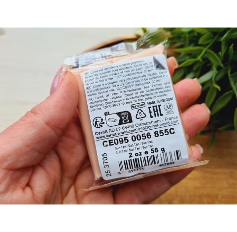 Cernit Number One, sun tan, Nr. 855, 56g (2oz), oven-hardening polymer clay