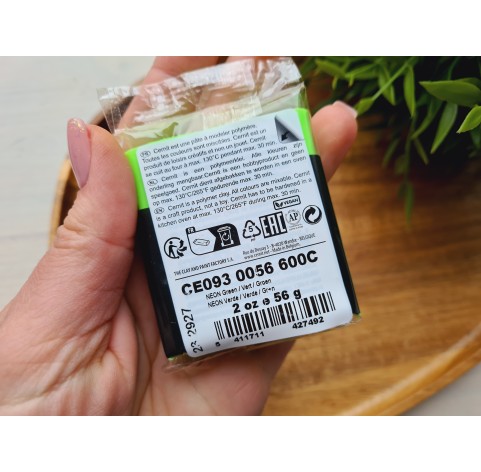 Cernit Neon, green, Nr. 600, 56g (2oz), oven-bake polymer clay