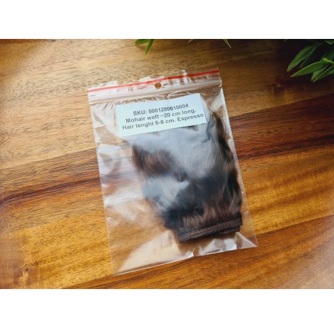 Mohair weft (Espresso), ~ 20 cm long, hair length 6-8 cm