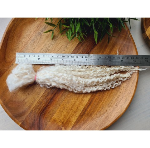 Natural Mohair doll hair, curly (Not painted) 25-30 cm, ~ 10 g.