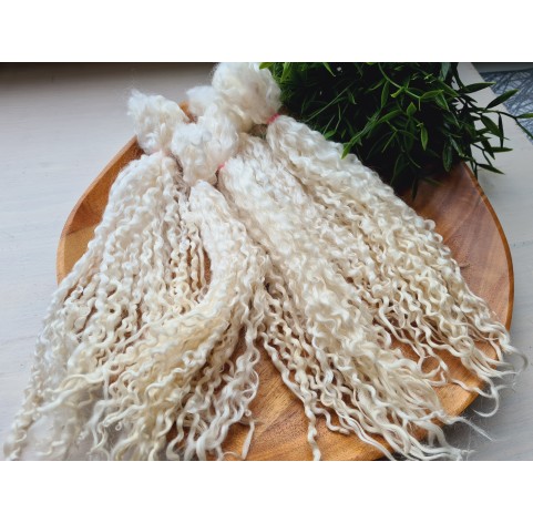 Natural Mohair doll hair, curly (Not painted) 25-30 cm, ~ 10 g.