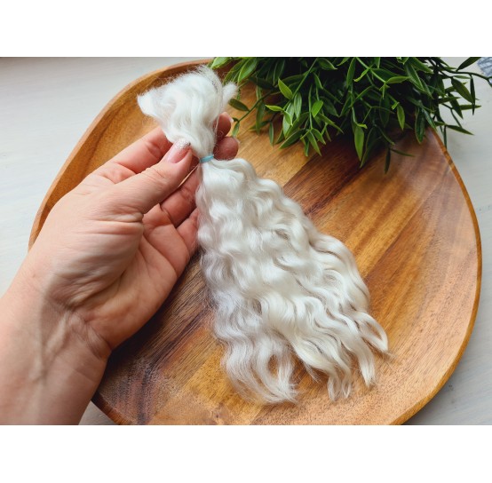 Natural Mohair doll hair, wavy (Not painted) 20-25 cm, ~ 10 g.