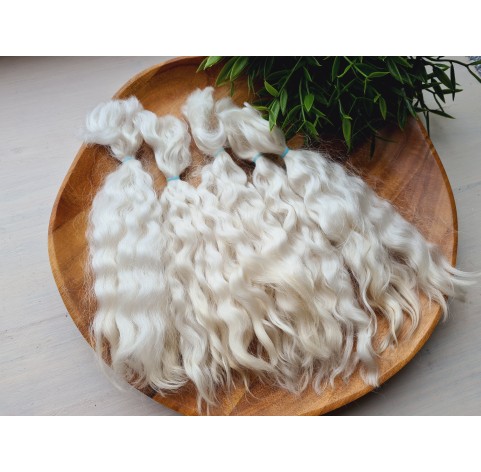 Natural Mohair doll hair, wavy (Not painted) 20-25 cm, ~ 10 g.