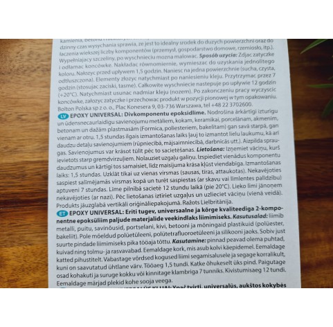 Epoxy glue Bison 2k / EPOXY UNIVERSAL 24 ml