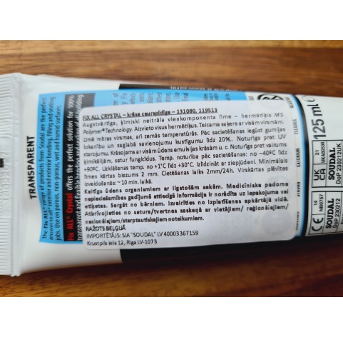 Soudal Fix ALL Crystal Transparent Adhesive Sealant, 125 ml