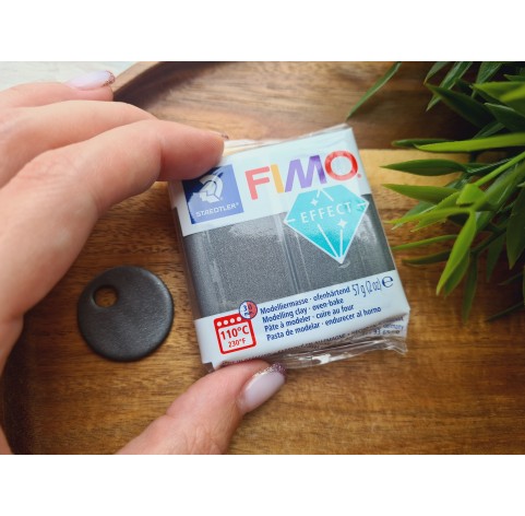 FIMO Effect, steel grey (metallic), Nr.91, 57g (2oz), oven-hardening polymer clay, STAEDTLER