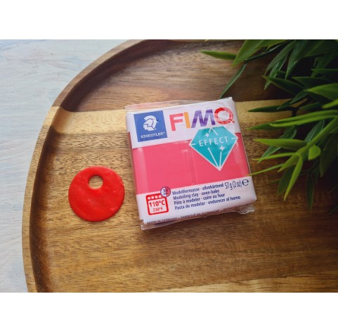 FIMO Effect, red (translucent), Nr. 204, 57g (2oz), oven-hardening polymer clay, STAEDTLER