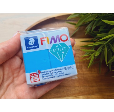 FIMO Effect, blue (translucent), Nr. 374, 57g (2oz), oven-hardening polymer clay, STAEDTLER