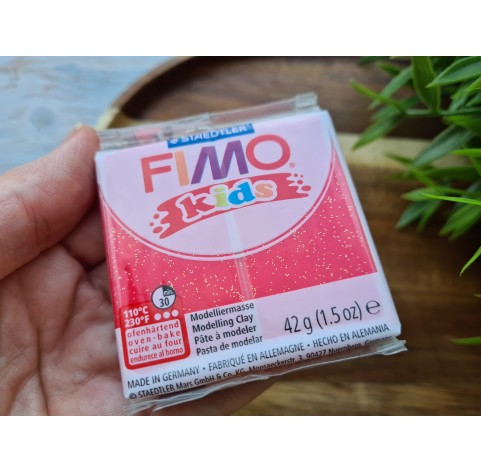 FIMO Kids, glitter red, Nr. 212, 42g (1.5oz), oven-hardening polymer clay, STAEDTLER