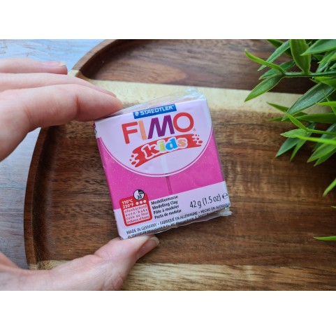 FIMO Kids, glitter fuchsia, Nr. 262, 42g (1.5oz), oven-hardening polymer clay, STAEDTLER