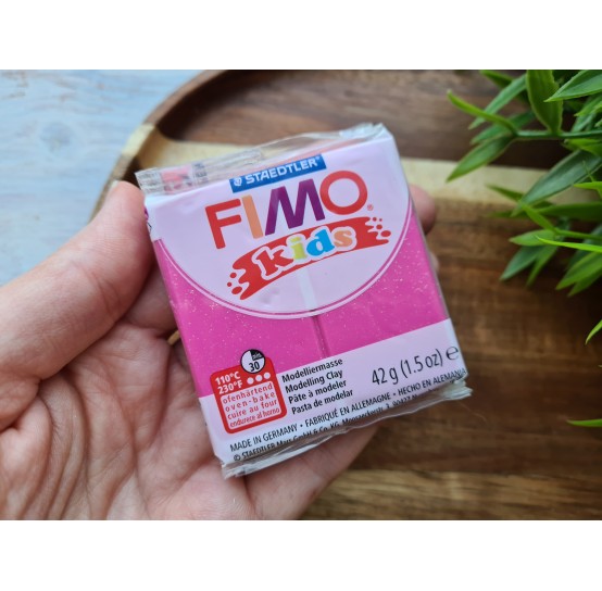 FIMO Kids, glitter fuchsia, Nr. 262, 42g (1.5oz), oven-hardening polymer clay, STAEDTLER