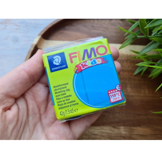 FIMO Kids, glitter blue, Nr. 312, 42g (1.5oz), oven-hardening polymer clay, STAEDTLER