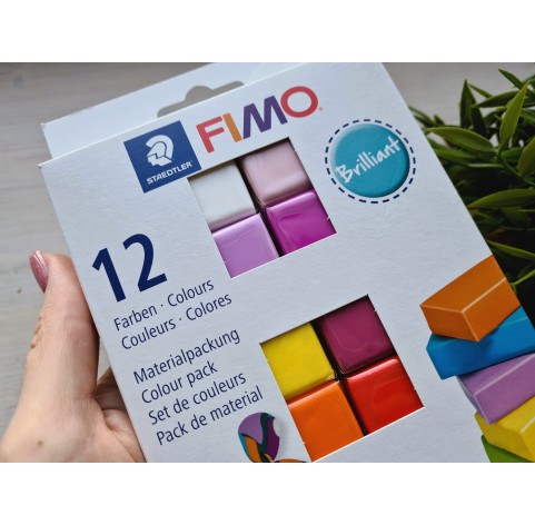 FIMO Brilliant pack of 12 colors, 300g (10.58oz), oven-hardening polymer clay, STAEDTLER