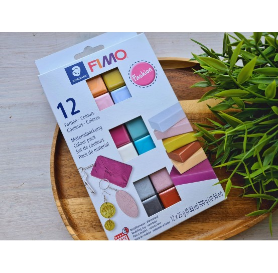 FIMO Fashion, pack of 12 colors, 300g (10.58oz), oven-hardening polymer clay, STAEDTLER