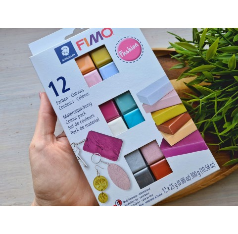 FIMO Fashion, pack of 12 colors, 300g (10.58oz), oven-hardening polymer clay, STAEDTLER