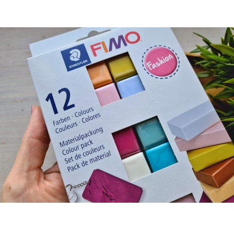 FIMO Fashion, pack of 12 colors, 300g (10.58oz), oven-hardening polymer clay, STAEDTLER