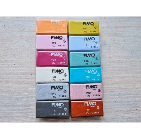 FIMO Fashion, pack of 12 colors, 300g (10.58oz), oven-hardening polymer clay, STAEDTLER