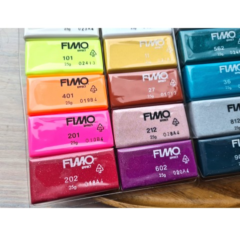 FIMO Effect, pack of 24 colors, 600g (21.16oz), oven-hardening polymer clay, STAEDTLER