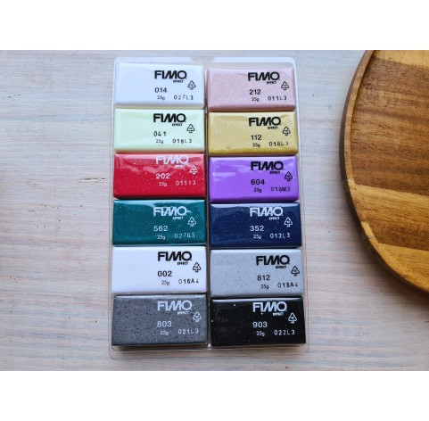 FIMO Effect, pack of 12 colors, 300g (10.58oz), oven-hardening polymer clay, STAEDTLER