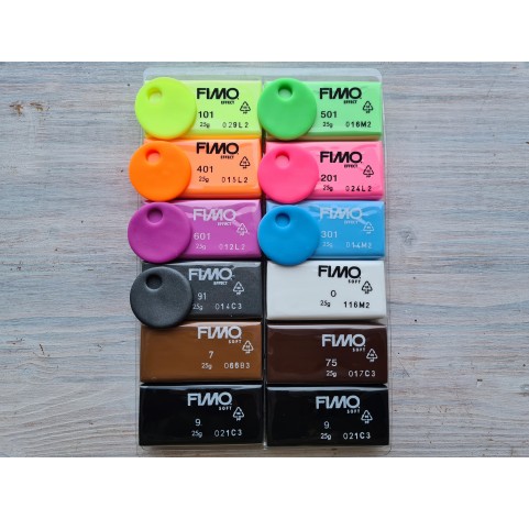 FIMO Neon, pack of 12 colors, 300g (10.58oz), oven-hardening polymer clay, STAEDTLER