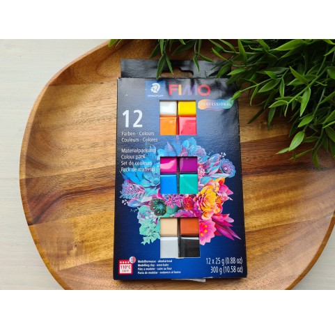 FIMO Professional, basic colors, pack of 12 colors, 300g (10.58oz), oven-hardening polymer clay, STAEDTLER