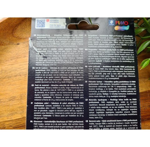 FIMO Professional, basic colors, pack of 12 colors, 300g (10.58oz), oven-hardening polymer clay, STAEDTLER