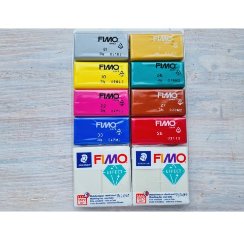FIMO Mixing Pearls, pack of 9 colors, 314g (11oz), oven-hardening polymer clay, STAEDTLER