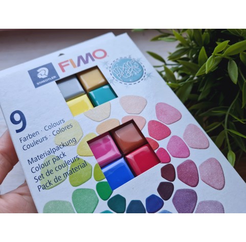 FIMO Mixing Pearls, pack of 9 colors, 314g (11oz), oven-hardening polymer clay, STAEDTLER
