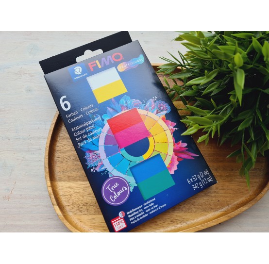 FIMO Professional, true colors, pack of 6 colors, 342g (12oz), oven-hardening polymer clay, STAEDTLER