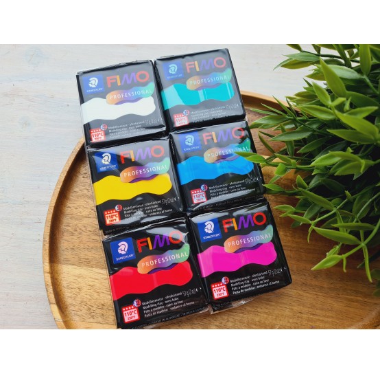 FIMO Professional, true colors, pack of 6 colors, 342g (12oz), oven-hardening polymer clay, STAEDTLER