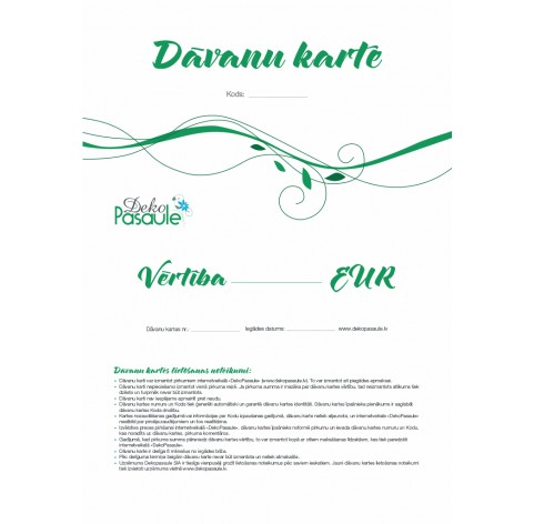 Gift card with value 90 EUR