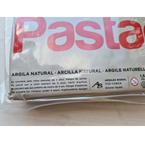 Natural modeling clay Pastart, white, 1.500 kg