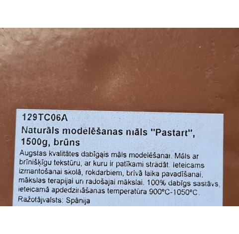 Natural modeling clay Pastart, brown, 1.500 kg