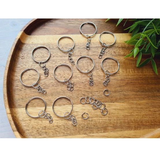 Keychain rings, silver, smooth, 10 pcs.