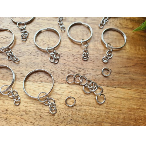 Keychain rings, silver, smooth, 10 pcs.