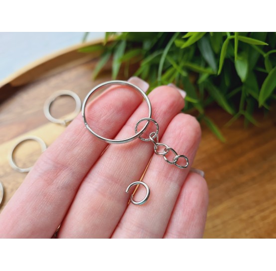 Keychain rings, silver, smooth, 10 pcs.