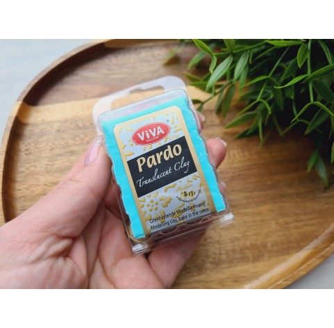 PARDO, translucent, aqua translucent, Nr.710, 56g (1.98oz), oven-hardening polymer clay, Viva decor