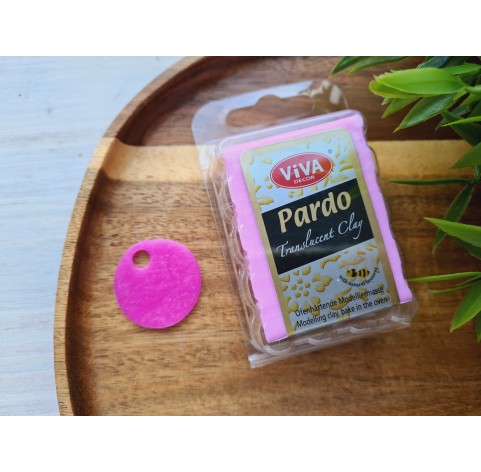 PARDO, translucent, pink, Nr.419, 56g (1.98oz), oven-hardening polymer clay, Viva decor