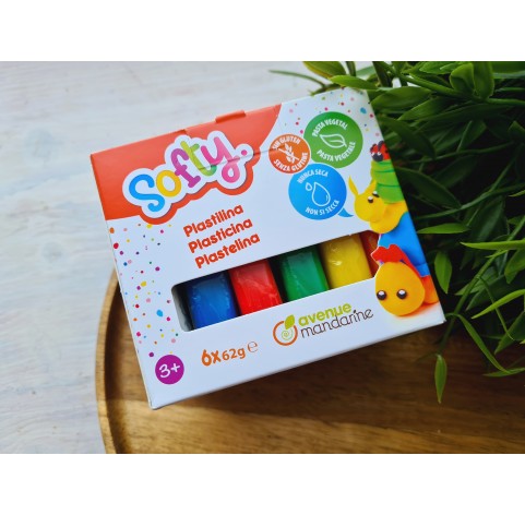 Darwi, Softy set, pack of 6 colors, 400g (14,10oz), plasticine