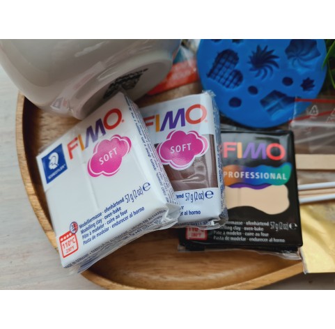 Creative set to decorate mug with polymer clay sweet decor with a free video master class