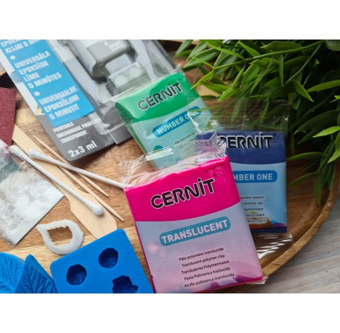 Creative set to decorate mug with polymer clay berries and leaves decor with a free video master class