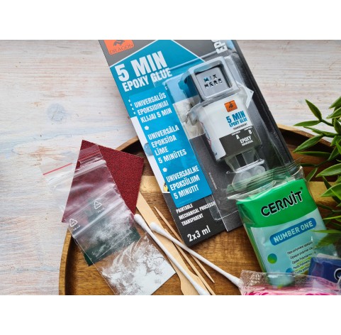 Creative set to decorate mug with polymer clay berries and leaves decor with a free video master class