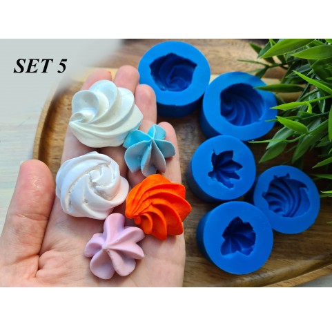 Sets of 5 meringue silicone molds. Limited sets of discontinued silicone molds of Meringue, Modeling tool for soap, wax, polymer clay