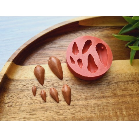 Silicone mold, Bird beak, style 2, 6 elements, ~ 0.3-2.3 cm, H:0.6-0.2 cm