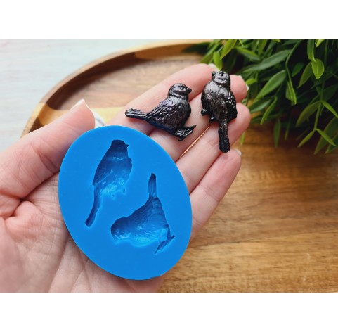 Silicone mold, Sparrow, 2 elements, ~ 1.6*3.8 cm, H:0.6 cm