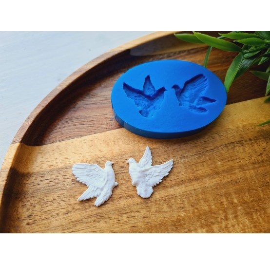 Silicone mold, Pigeons, style 3, 2 elements, ~ 2-2.4 cm, H:0.3 cm