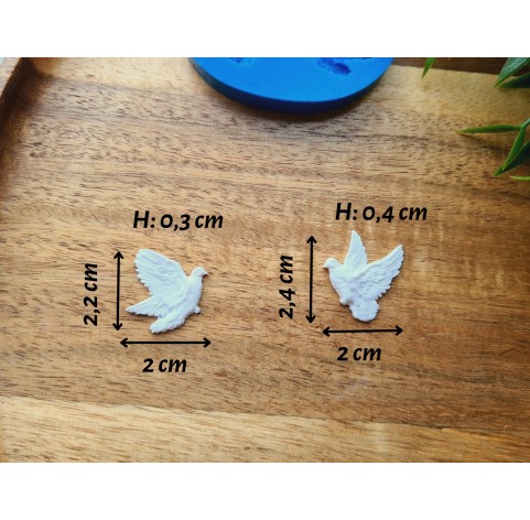 Silicone mold, Pigeons, style 3, 2 elements, ~ 2-2.4 cm, H:0.3 cm