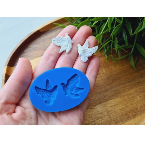 Silicone mold, Pigeons, style 3, 2 elements, ~ 2-2.4 cm, H:0.3 cm